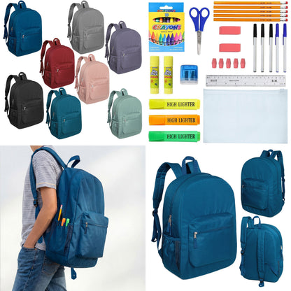 12 Wholesale 17 'Paded Deluxe Rucksäcke & 12 Bulk School Supply Kits Ihrer Wahl