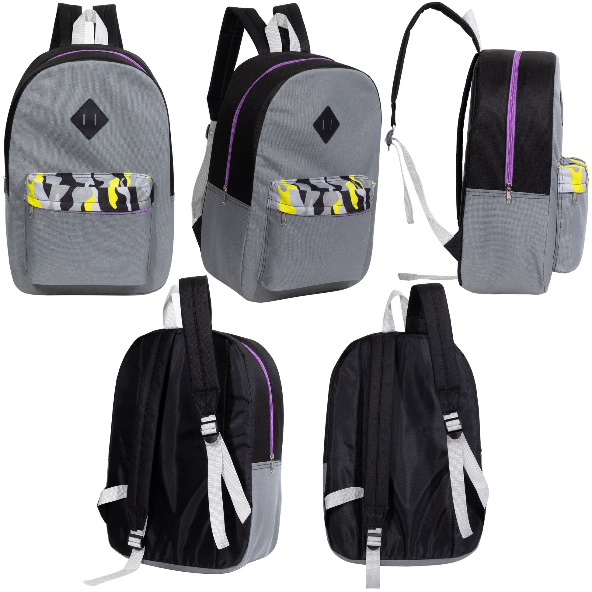 12 Wholesale 17 'Paded Rucksäcke in 3 zufälligen Drucken & 12 Bulk School Supply Kits Ihrer Wahl