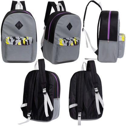 12 Wholesale 17 'Paded Rucksäcke in 3 zufälligen Drucken & 12 Bulk School Supply Kits Ihrer Wahl