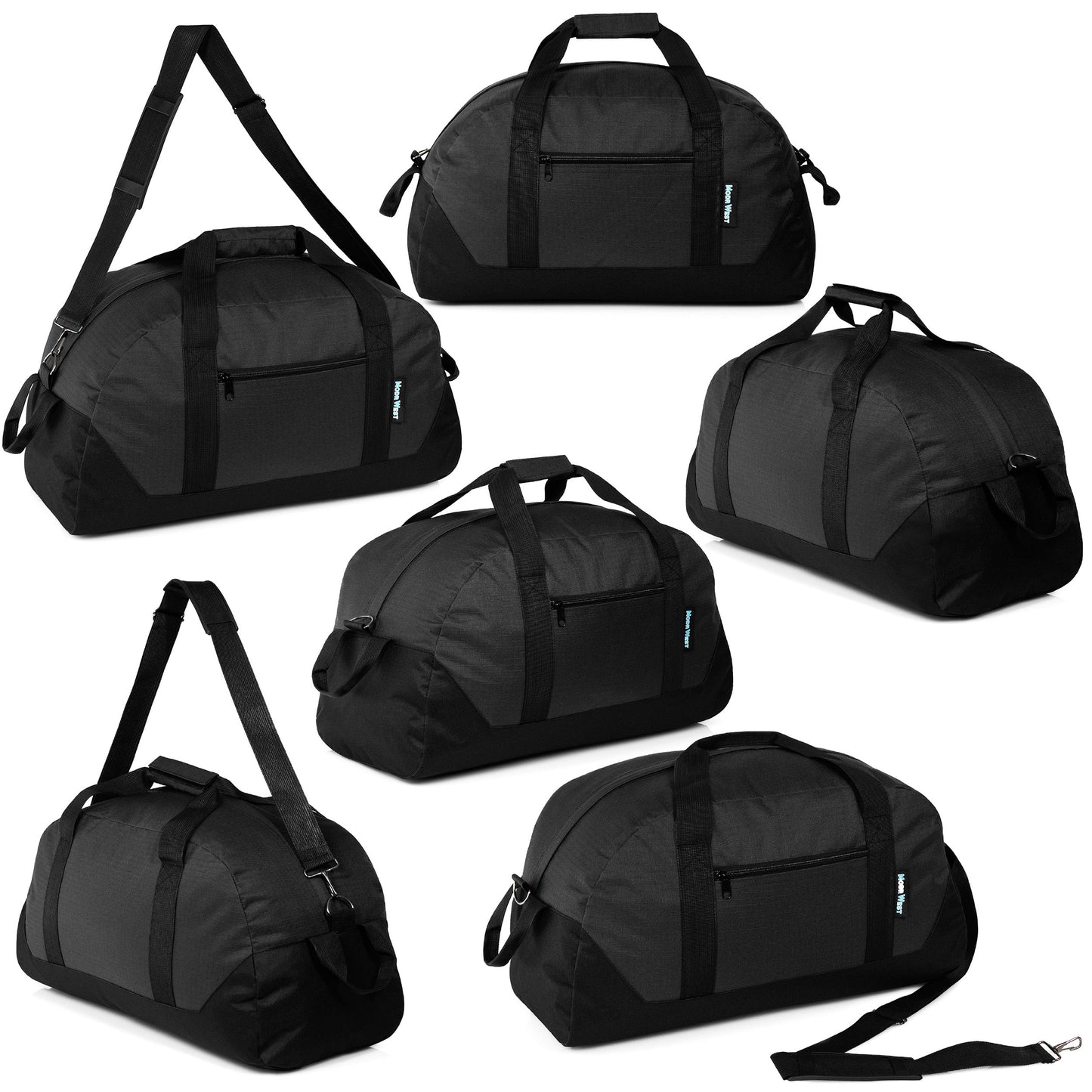 25' Großhandel Schwarz Duffle Bag mit einem abnehmbaren Band - Bulk Case von 12 Duffels