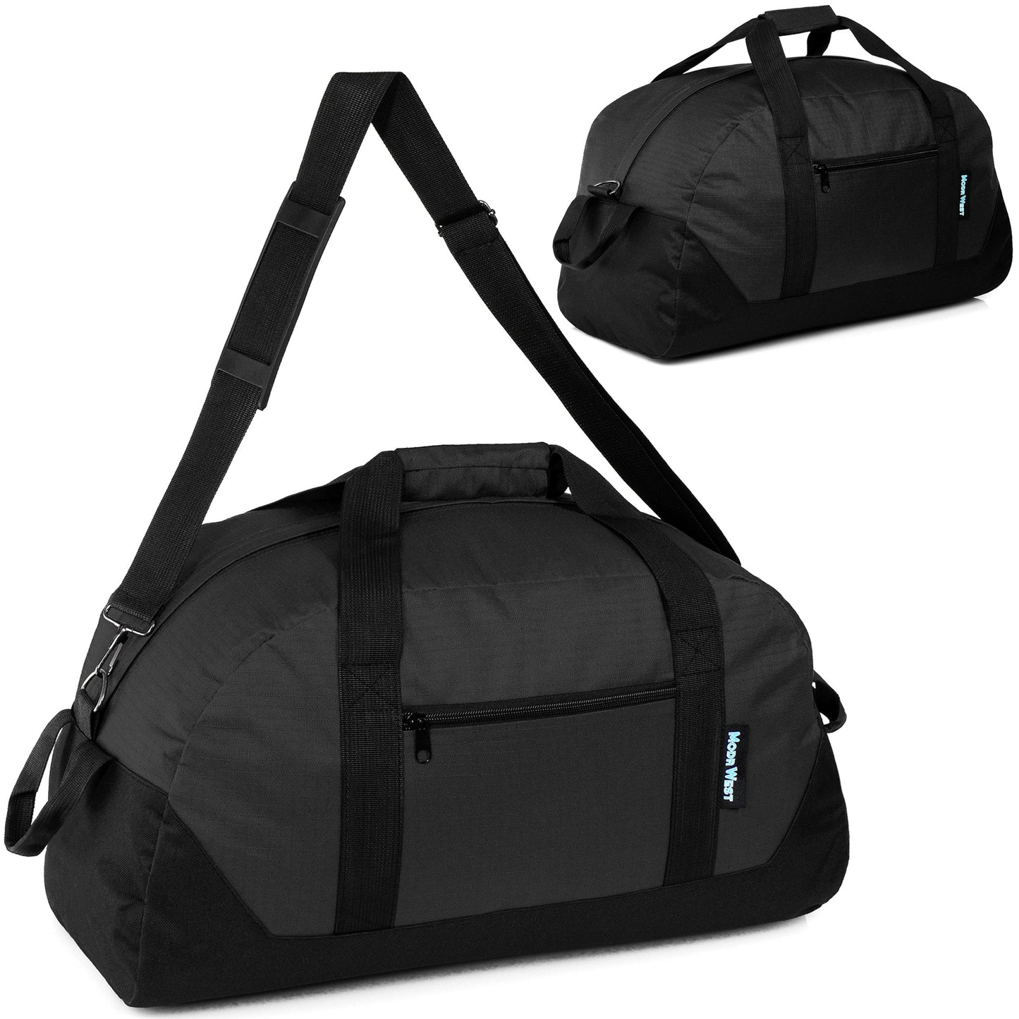 25' Großhandel Schwarz Duffle Bag mit einem abnehmbaren Band - Bulk Case von 12 Duffels