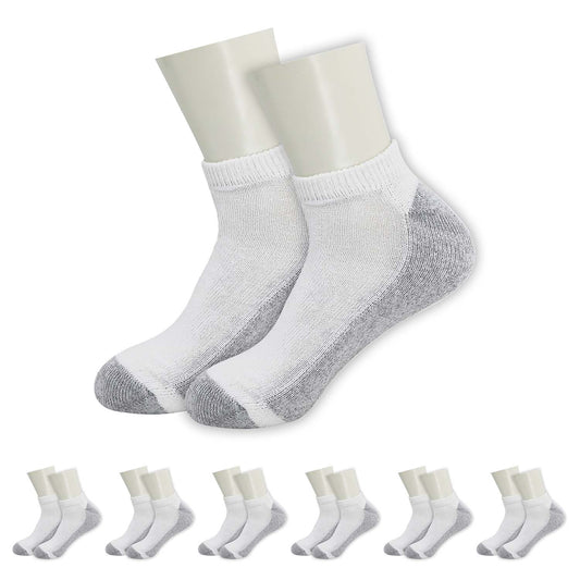 Unisex Low Cut Wholesale Socken, Größe 10-13 in Weiß mit Grau - Bulk Case von 180 Paaren