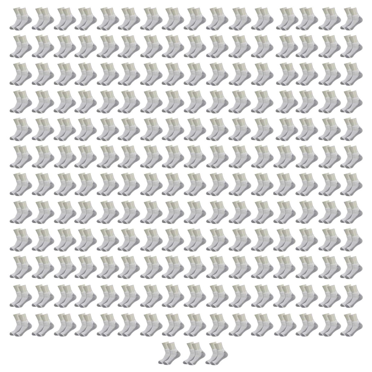 Unisex Low Cut Wholesale Socken, Größe 10-13 in Weiß mit Grau - Bulk Case von 180 Paaren