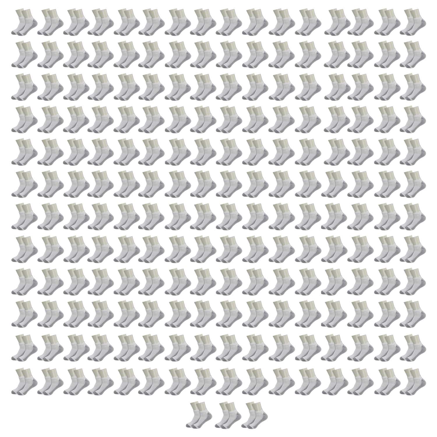 Unisex Low Cut Wholesale Socken, Größe 10-13 in Weiß mit Grau - Bulk Case von 180 Paaren