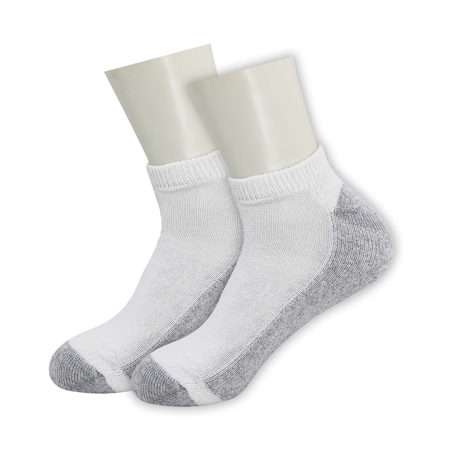 Unisex Low Cut Wholesale Socken, Größe 10-13 in Weiß mit Grau - Bulk Case von 180 Paaren