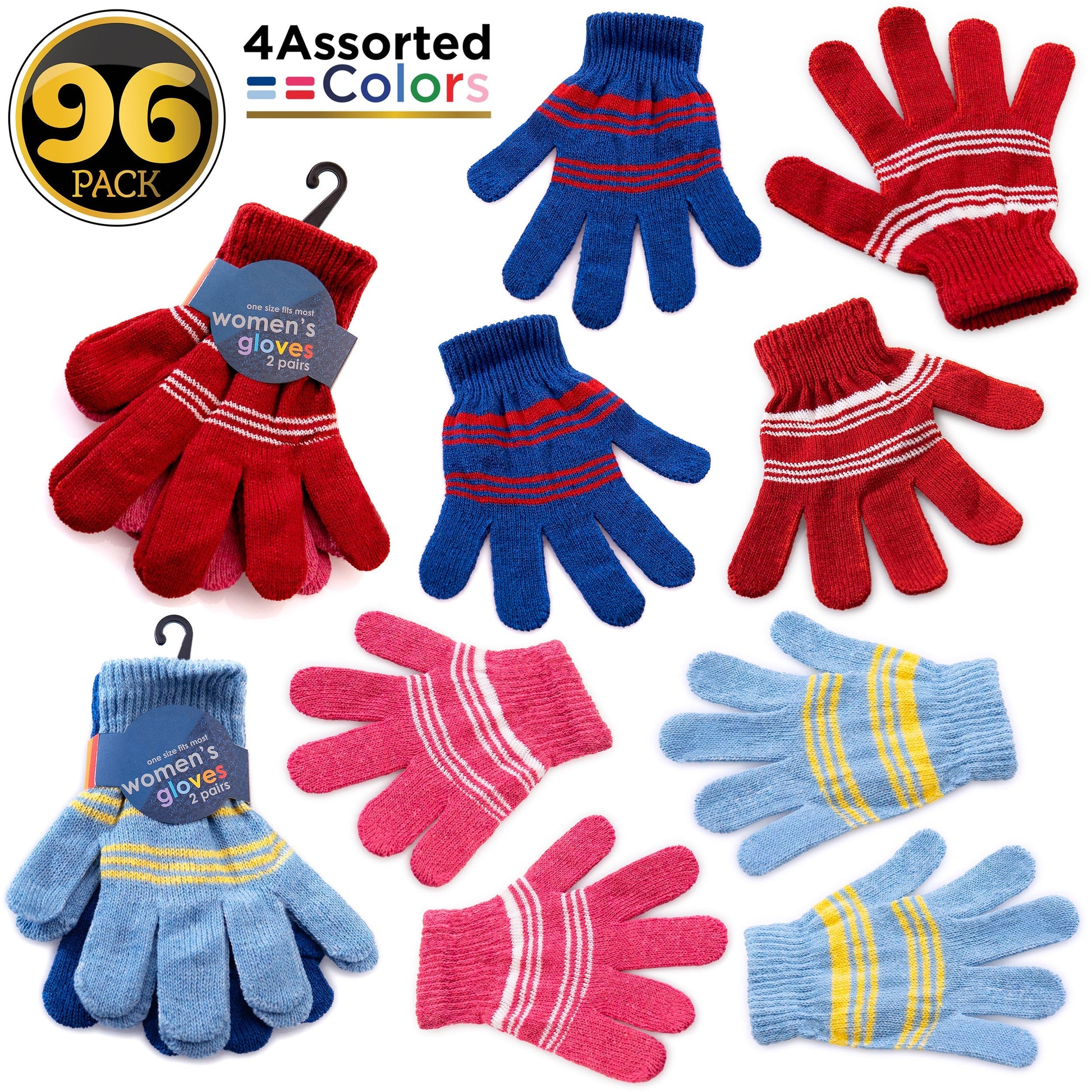Verschiedene Farbe Großhandels-Winterhandschuhe für Frauen in 4 Farben - Bulk Case von 96