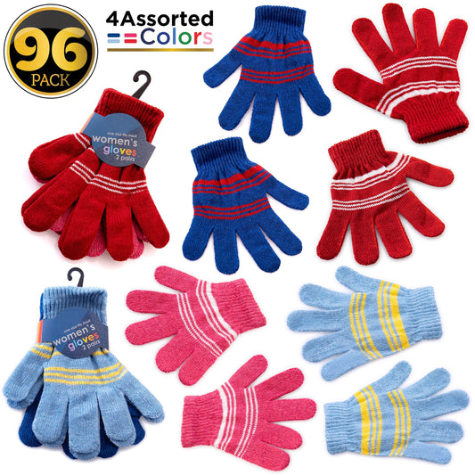 Verschiedene Farbe Großhandels-Winterhandschuhe für Frauen in 4 Farben - Bulk Case von 96