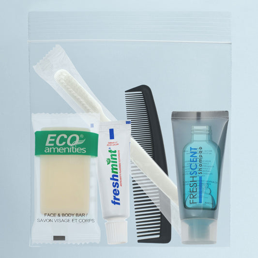 5 Stück Basic Wholesale Hygiene Kits - Reise Toilettenzubehör - Bulk Case von 96