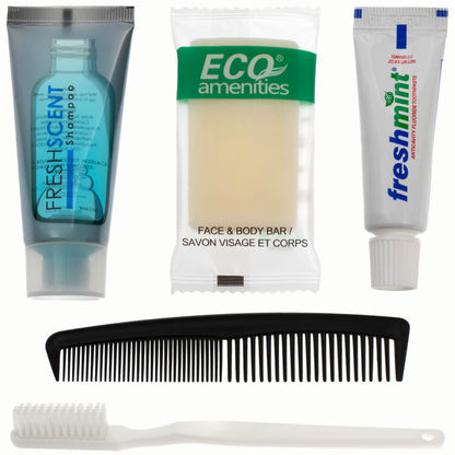 5 Stück Basic Wholesale Hygiene Kits - Reise Toilettenzubehör - Bulk Case von 96