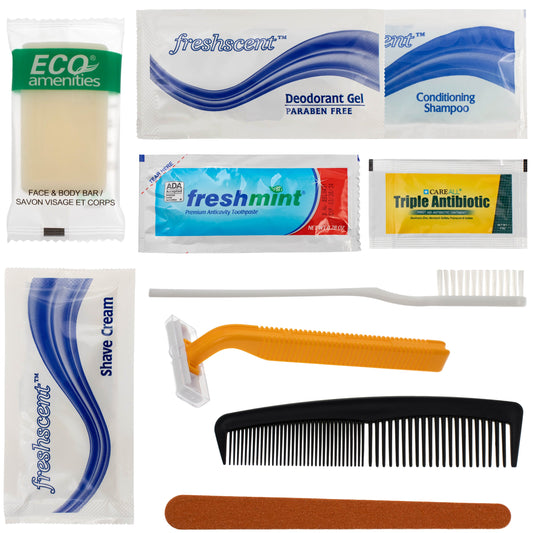 10 Stück Deluxe Wholesale Hygiene Kits - Reise Toilettenzubehör - Großhandelsfall von 48