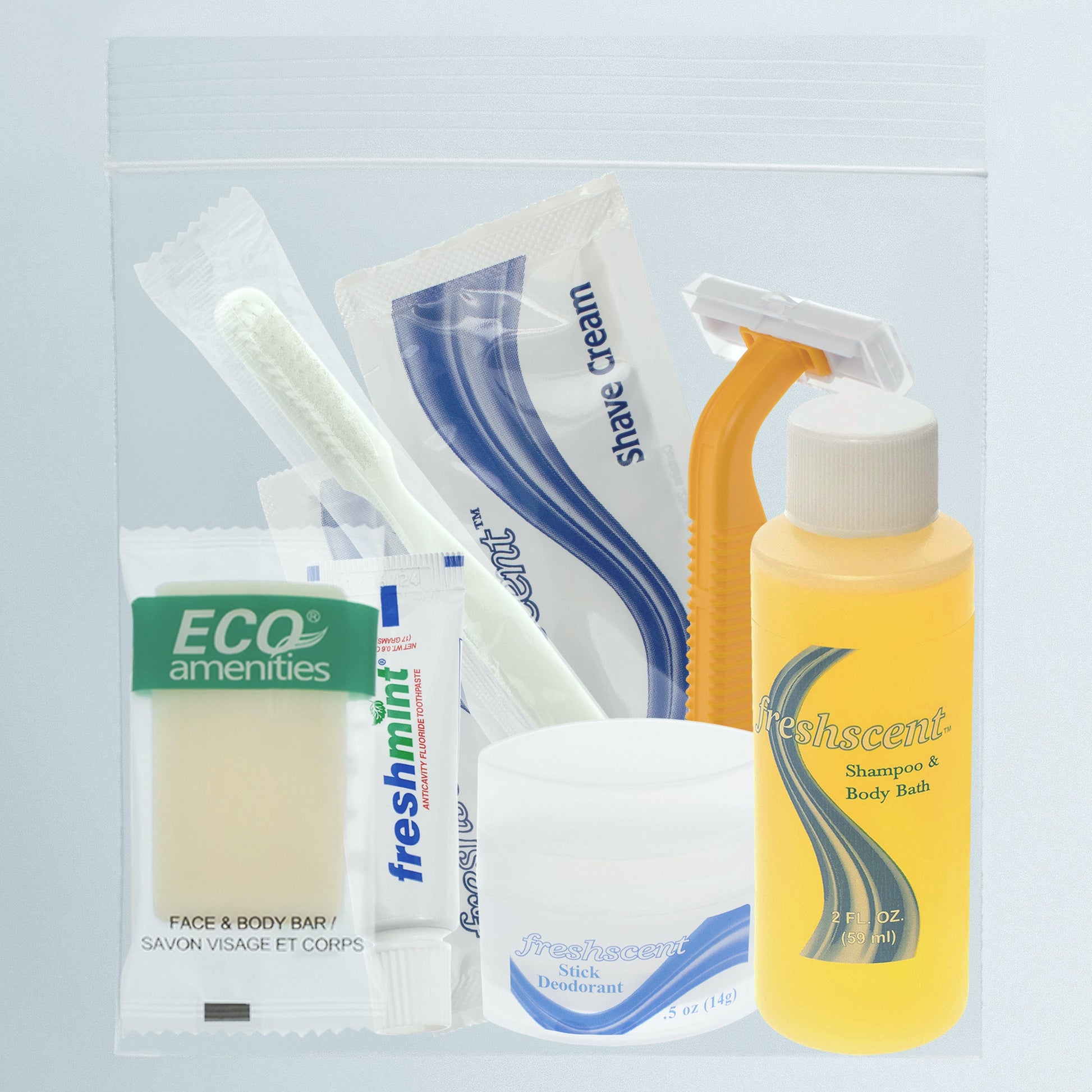 8 Stück Deluxe Wholesale Hygiene Kits - Reise Toilettenzubehör - Massenkoffer von 96