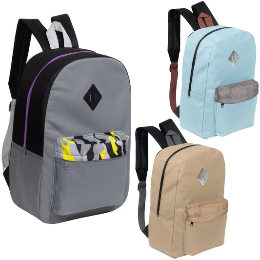 12 Wholesale 17 'Paded Rucksäcke in 3 zufälligen Drucken & 12 Bulk School Supply Kits Ihrer Wahl