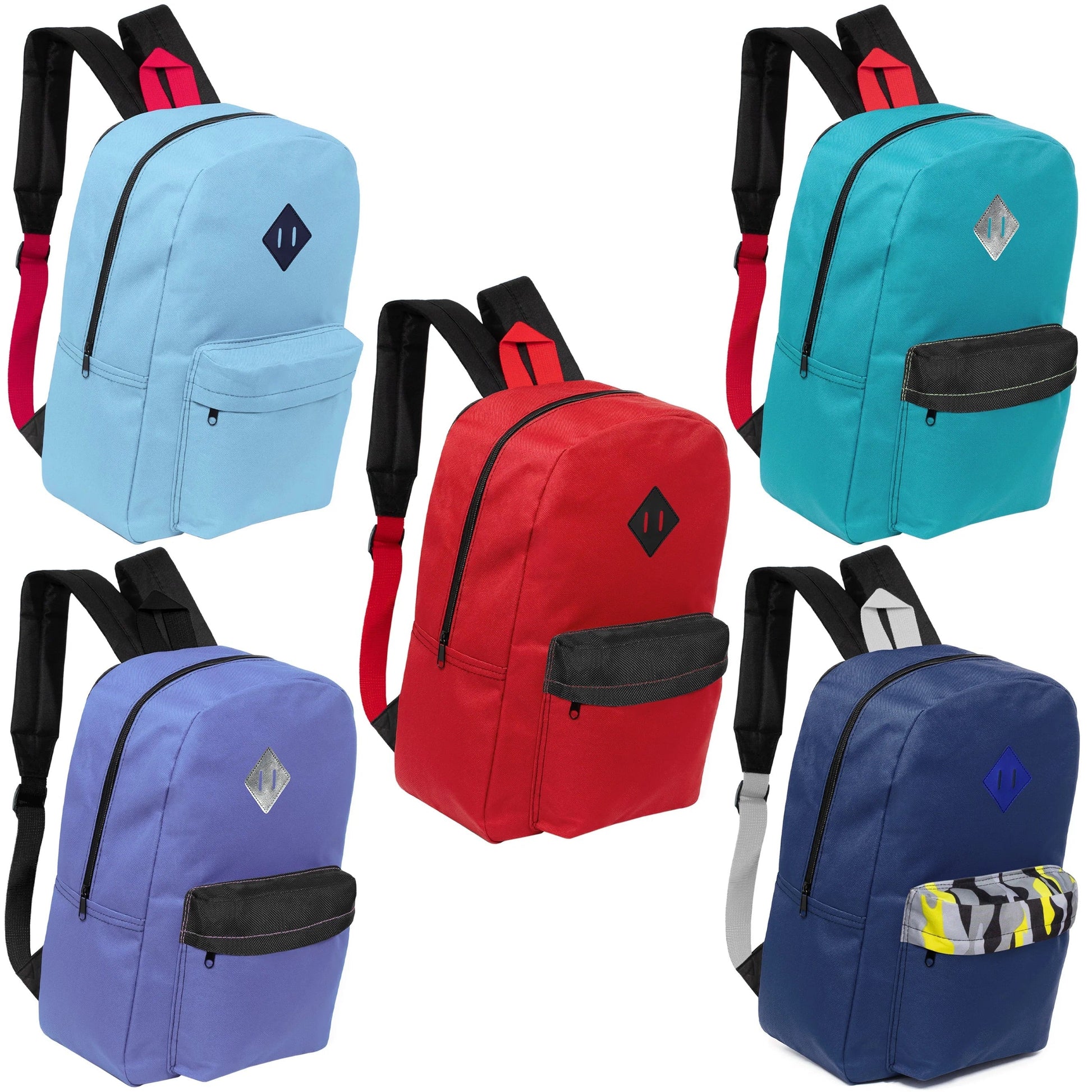 12 Wholesale 17 'Paded Rucksäcke in 5 zufälligen Drucken & 12 Bulk School Supply Kits Ihrer Wahl