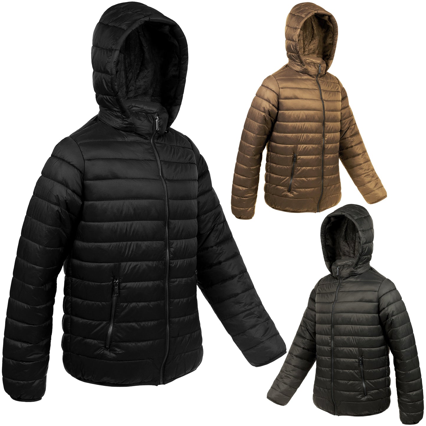 Herren-Hooded Warm Winter Wholesale Coats in 3 verschiedenen Farben und Größen - Bulk Case von 12 Winter Jacken