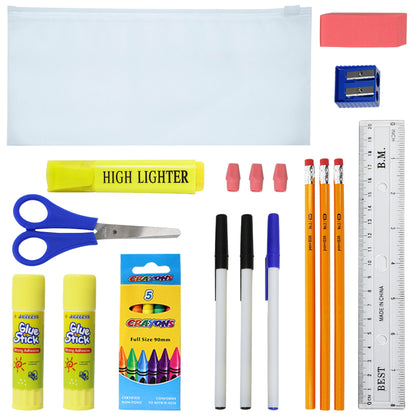 12 Großhandels-17' Bungee-Rucksack in 12 Farben & 12 Bulk School Supply Kits Ihrer Wahl