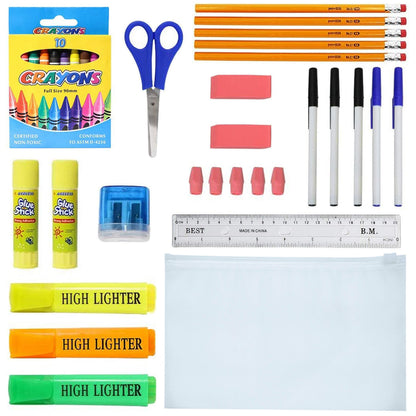 12 Großhandels-17' Bungee-Rucksack in 12 Farben & 12 Bulk School Supply Kits Ihrer Wahl