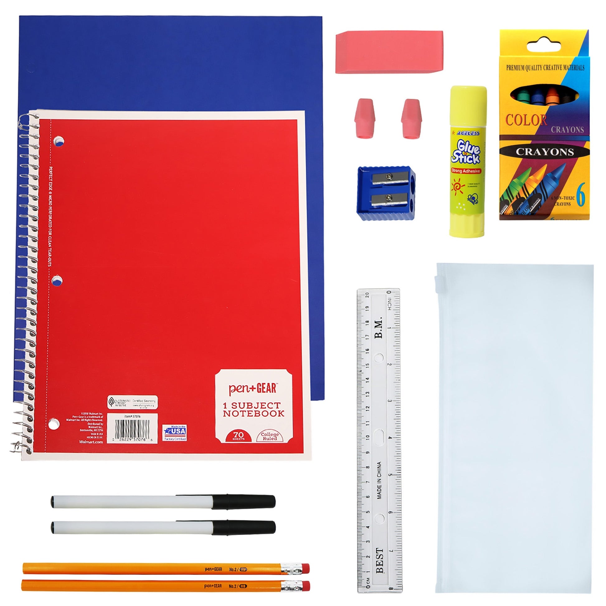 12 Großhandels-17' Bungee-Rucksack in 12 Farben & 12 Bulk School Supply Kits Ihrer Wahl