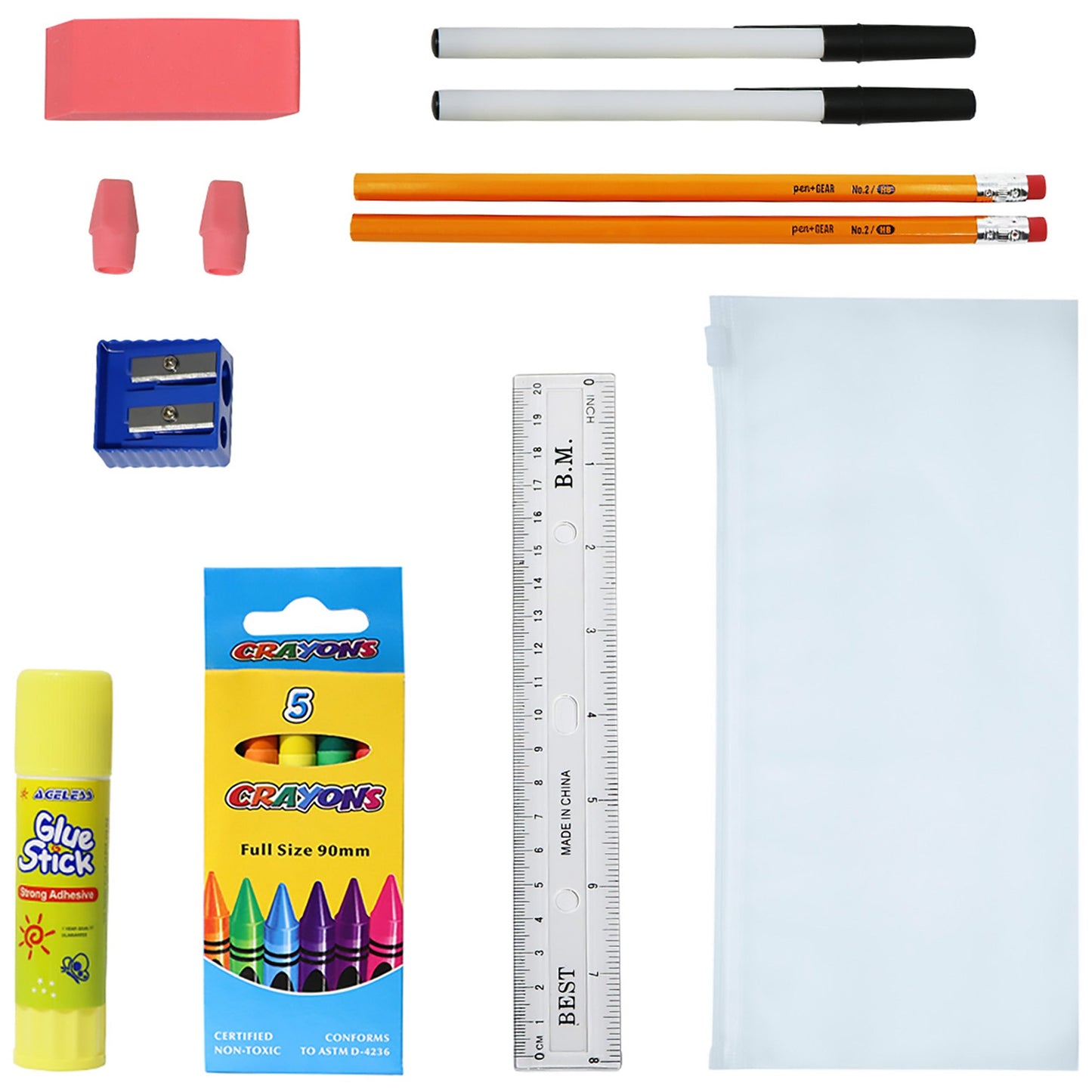 12 Großhandels-17' Bungee-Rucksack in 12 Farben & 12 Bulk School Supply Kits Ihrer Wahl
