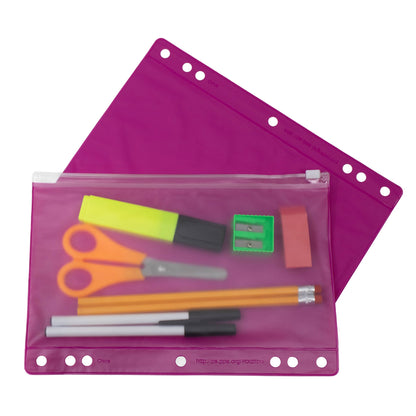 48 Klare und rosafarbene Bleistiftbeutel - Bulk Case von 48 Bleistiftbeuteln