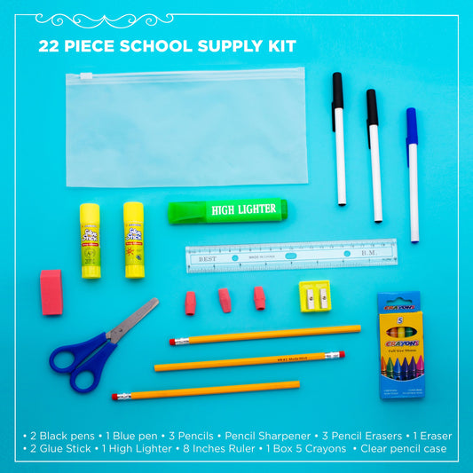 22 Stück Großhandel Grundschule Versorgungs-Kits für Studenten - Bulk Case von 48 Kits
