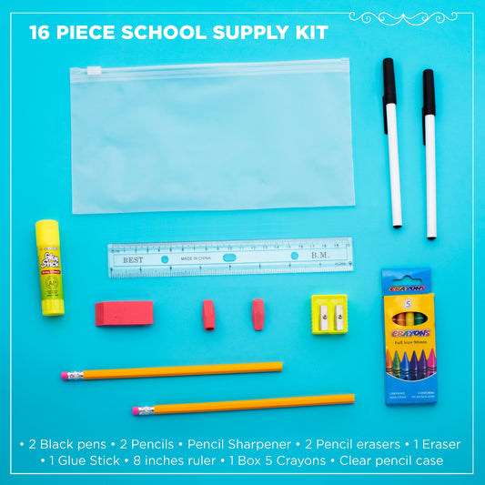 16 Stück Großhandel Grundschule Versorgungs-Kits für Studenten - Bulk Case von 48 Kits