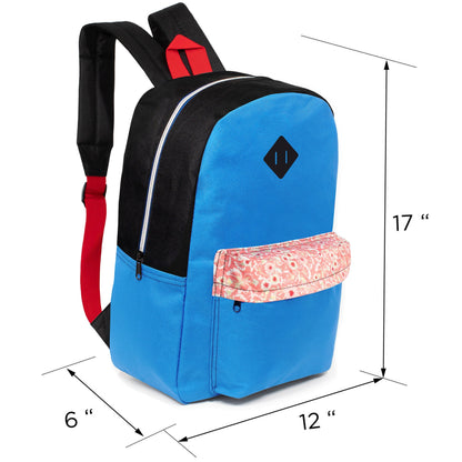 12 Wholesale 17 'Paded Rucksäcke in zufälligen Drucken & 12 Bulk School Supply Kits Ihrer Wahl