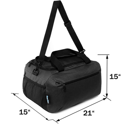 21 'Schwarz Wholesale Duffle Bag mit 2 Lagerbereichen & Mesh Side Pockets - Bulk Case von 12