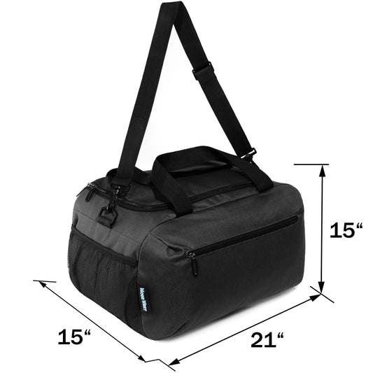 21 'Schwarz Wholesale Duffle Bag mit 2 Lagerbereichen & Mesh Side Pockets - Bulk Case von 12