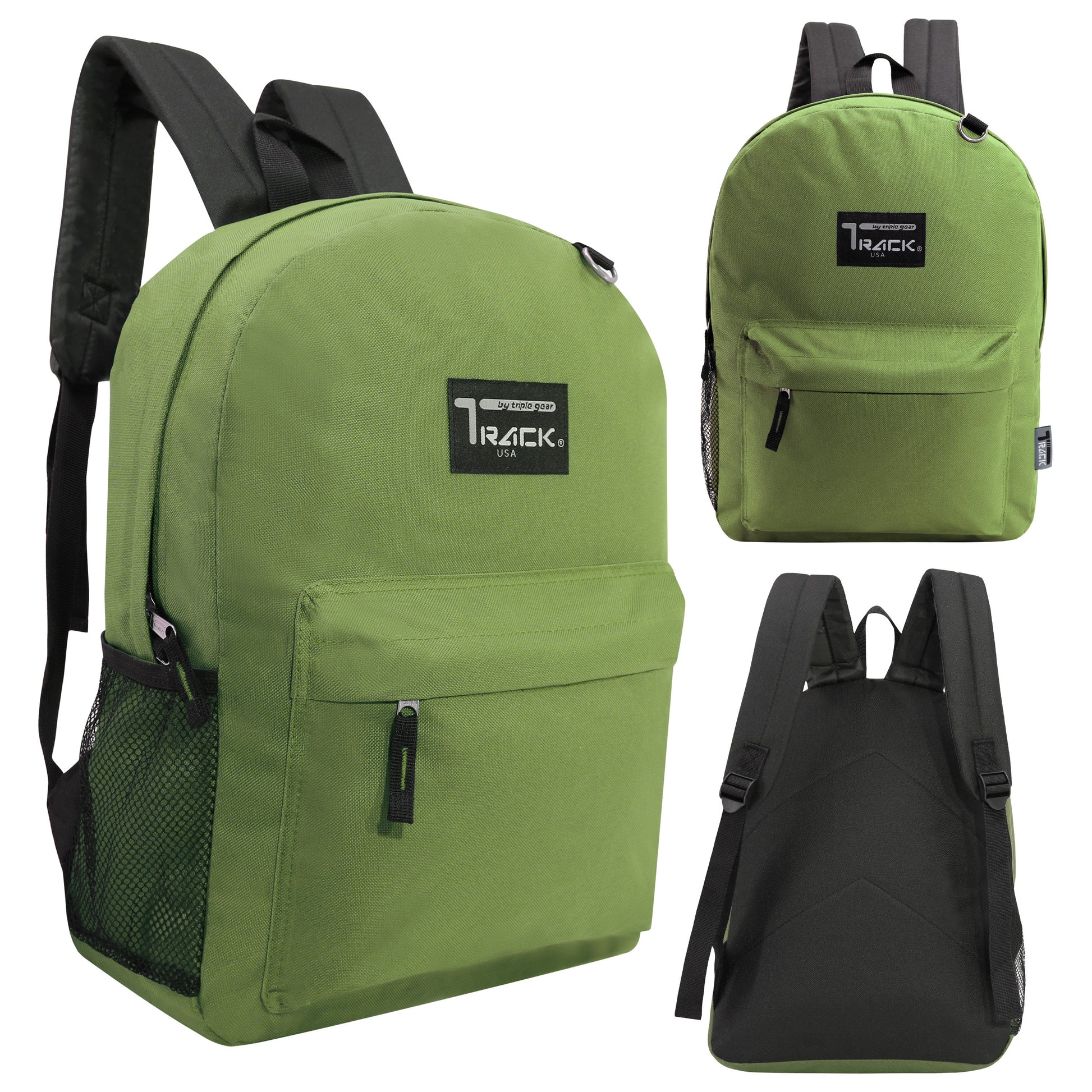 17' Wholesale Rucksäcke in Olivgrün | Zurückgepolstert | Bulk Case von 24 Bookbags
