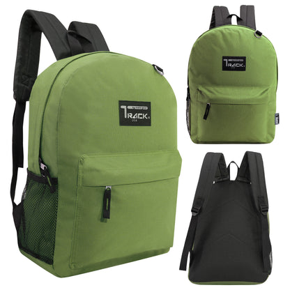 17' Wholesale Rucksäcke in Olivgrün | Zurückgepolstert | Bulk Case von 24 Bookbags