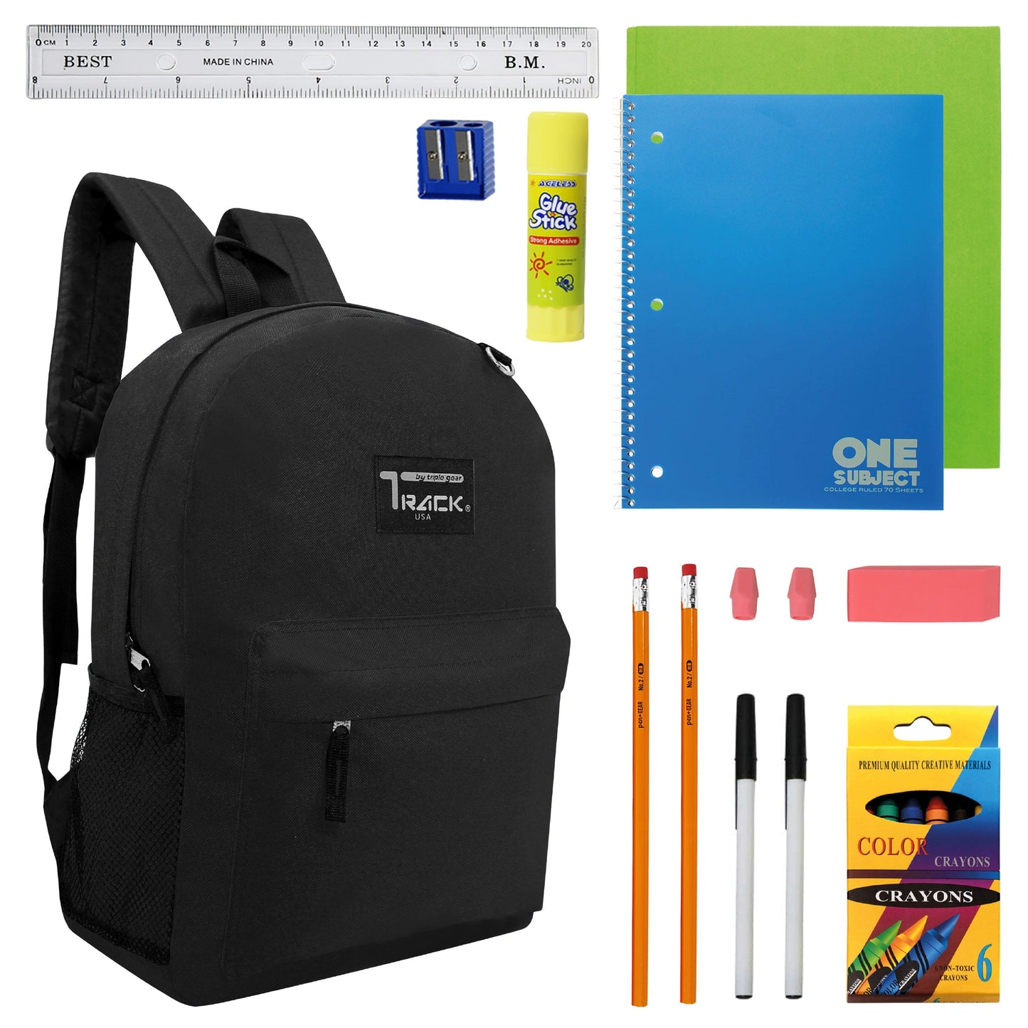 12 Schwarz Wholesale Track Brand 17 'Rucksäcke und 12 Schulversorgung Kits Ihrer Wahl