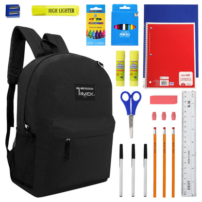 12 Schwarz Wholesale Track Brand 17 'Rucksäcke und 12 Schulversorgung Kits Ihrer Wahl