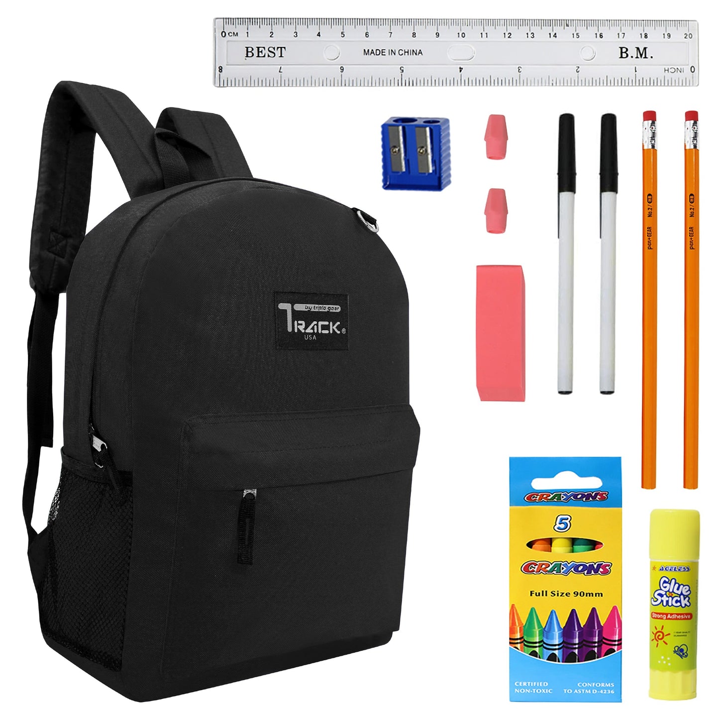 12 Schwarz Wholesale Track Brand 17 'Rucksäcke und 12 Schulversorgung Kits Ihrer Wahl
