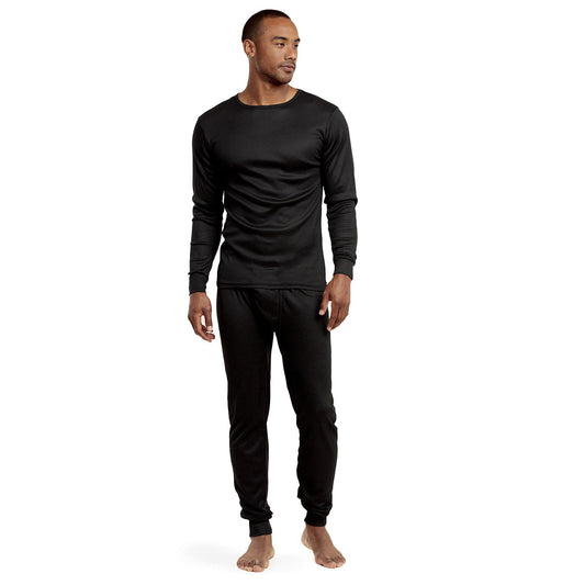 Männer Schwarz Winter Thermal Unterwäsche Set Assorted Größen - Bulk Case von 24