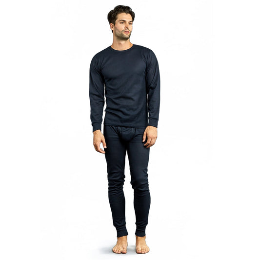 Herren Marineblau Winter Thermal Unterwäsche Set Assorted Größen - Bulk Case von 24
