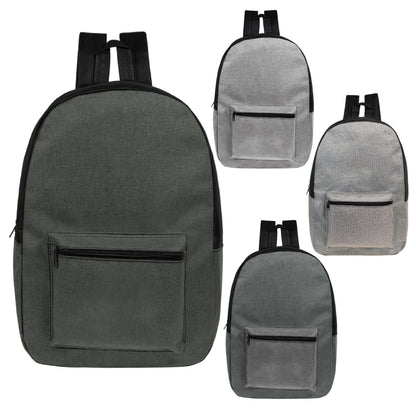 12 Basic Unisex 17 'Rucksäcke in 4 Farben und Ihre Wahl von 12 Bulk Hygiene Kits - Wholesale PFLEGE Package: Obdachlos, Notfall, Wohltätigkeit