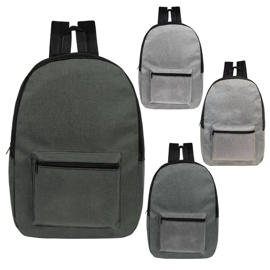 12 Basic Unisex 17 'Rucksäcke in 4 Farben und Ihre Wahl von 12 Bulk Hygiene Kits - Wholesale PFLEGE Package: Obdachlos, Notfall, Wohltätigkeit