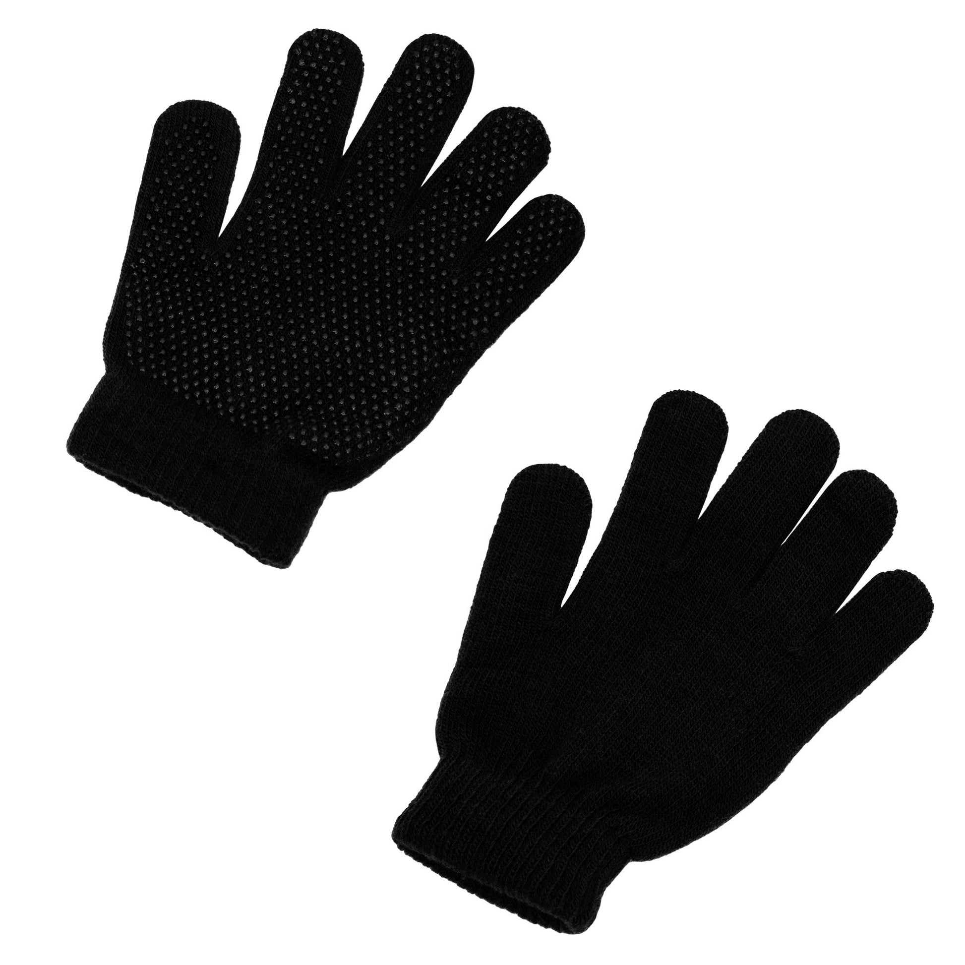 Schwarz Knit Wholesale Winter Handschuhe - Unisex - Obdachlose Pflege - Bulk Case von 96