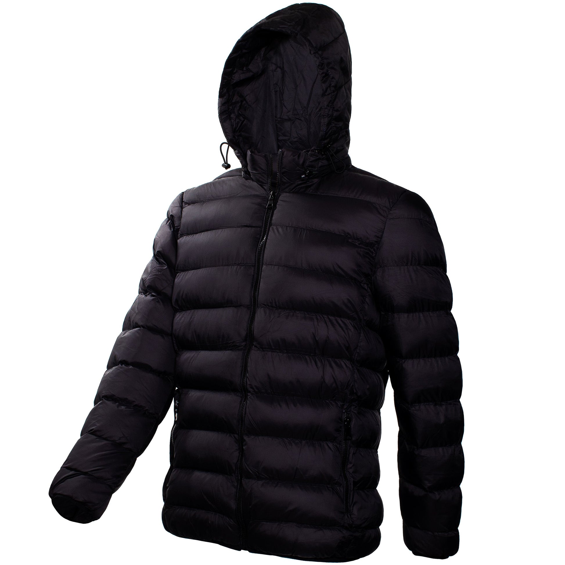 Herren-Hooded Warm Winter Wholesale Coats in Schwarz in verschiedenen Größen - Bulk Case von 12 Winter Jacken