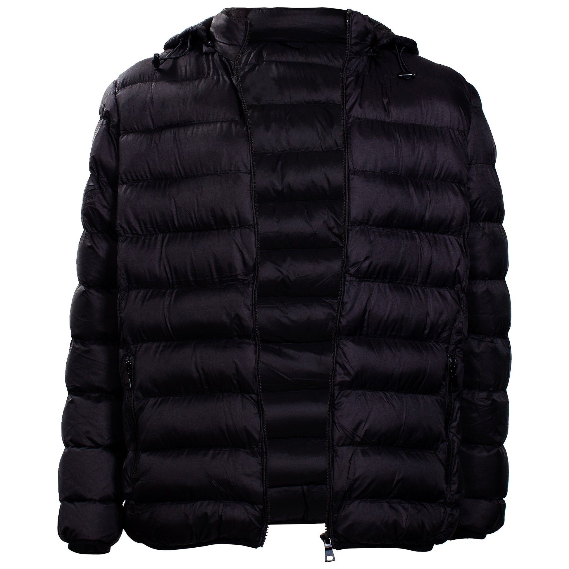 Herren-Hooded Warm Winter Wholesale Coats in Schwarz in verschiedenen Größen - Bulk Case von 12 Winter Jacken