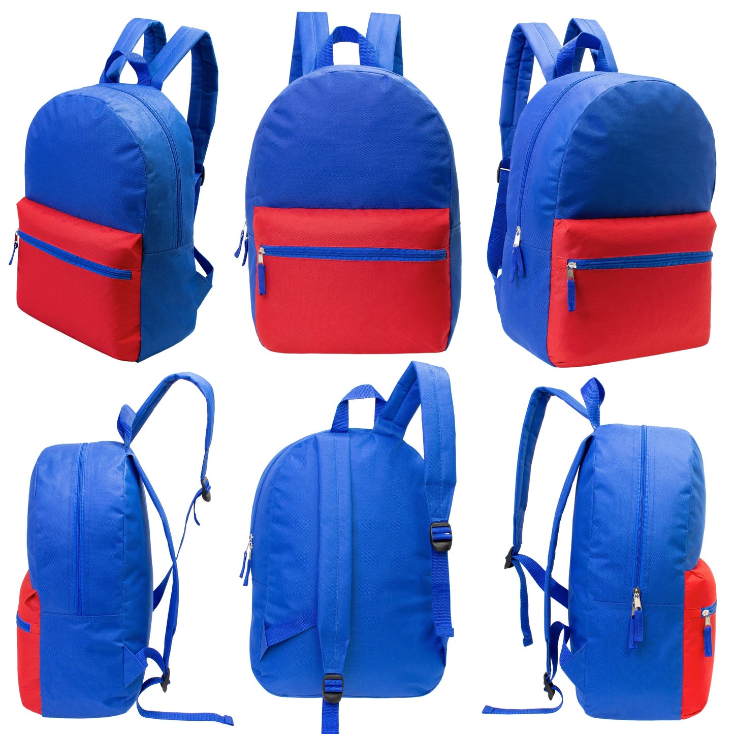 12 17 'Klassische Rucksäcke in 6 zwei Tonfarben & Ihre Wahl von 12 Bulk Hygiene Kits - Wholesale PFLEGE Package: Obdachlos, Notfall, Wohltätigkeit