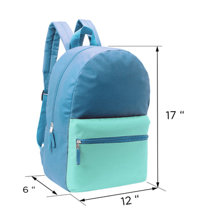 17' Kids Basic Wholesale Rucksack in 12 Farben 2 Ton - Bulk Case von 24 Rucksäcken