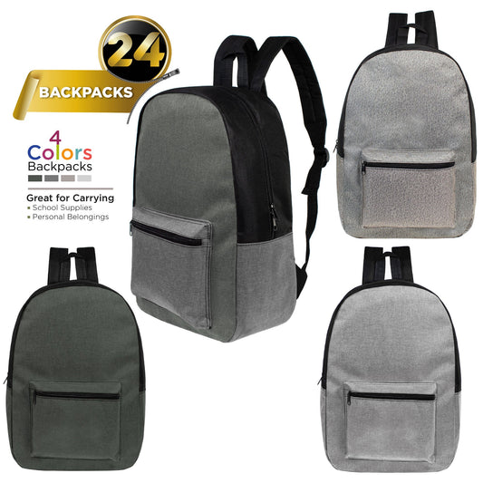 17 'Kids Basic Wholesale Rucksack in verschiedenen Grautönen - Bulk Case von 24 Rucksäcken