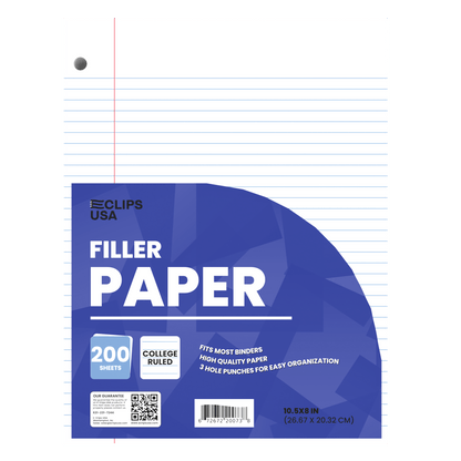 Großhandelsfüllerpapier für Back to School - College Ruled - 200 Sheets - Bulk Case von 24 Packungen
