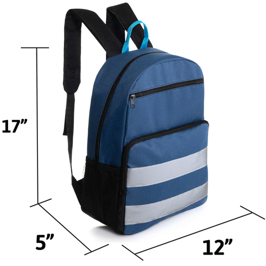 12 Großhandels-17' Reflektierende Rucksäcke in verschiedenen Farben & 12 Bulk School Supply Kits Ihrer Wahl