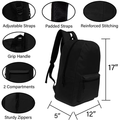 12 Schwarz 17 'Basic Kids Wholesale Rucksäcke und 12 Bulk School Supply Kits Ihrer Wahl