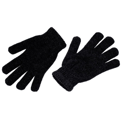 Unisex Großhandels-Chenille-Winterhandschuhe in Schwarz - Großhandels-Fall von 96 Paaren