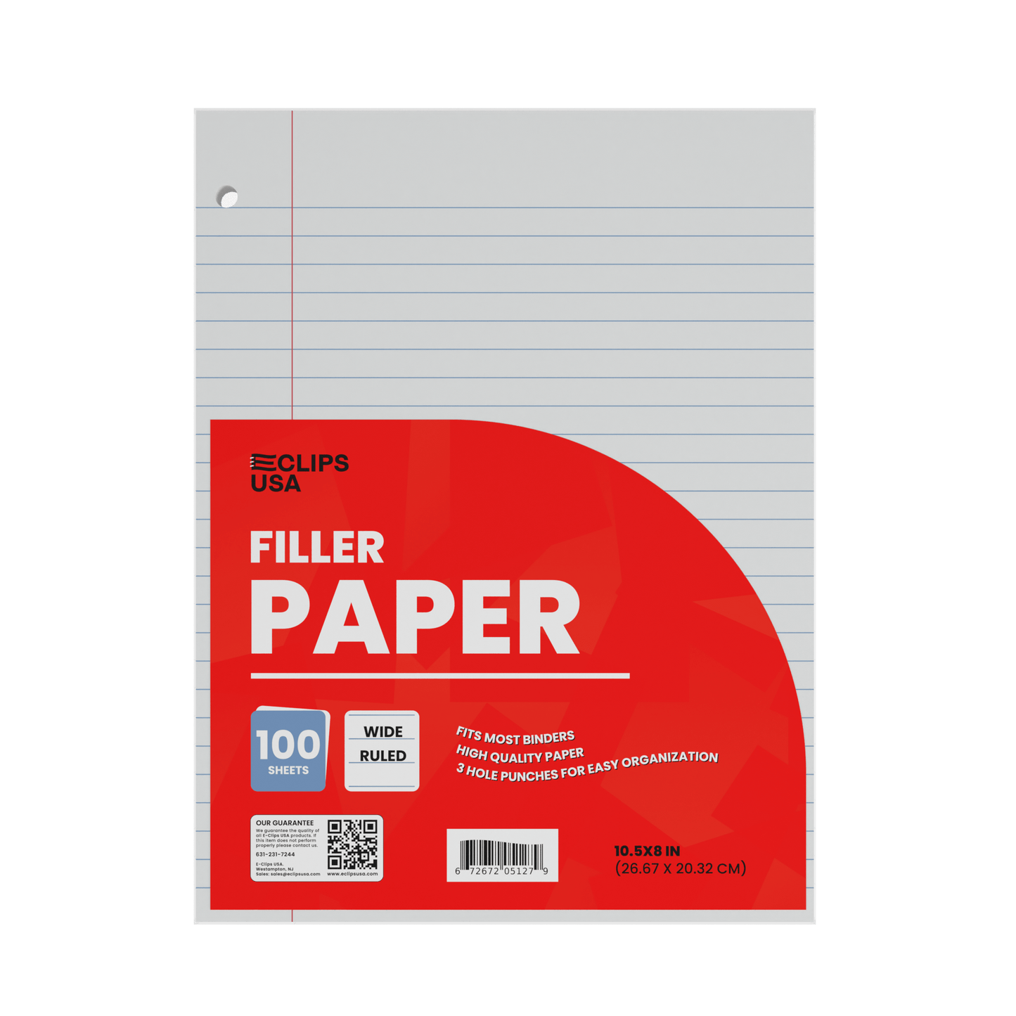 Großhandelsfüllpapier für die Rückkehr in die Schule - Wide Ruled - 100 Blätter - Bulk Case von 48 Packungen