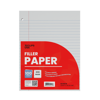 Großhandelsfüllpapier für die Rückkehr in die Schule - Wide Ruled - 100 Blätter - Bulk Case von 48 Packungen