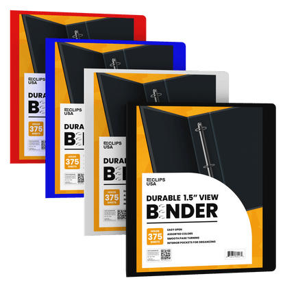 Großhandel 1.5' Binder in verschiedenen Farben mit 2 Innentaschen - Bulk Case von 24 Bindern